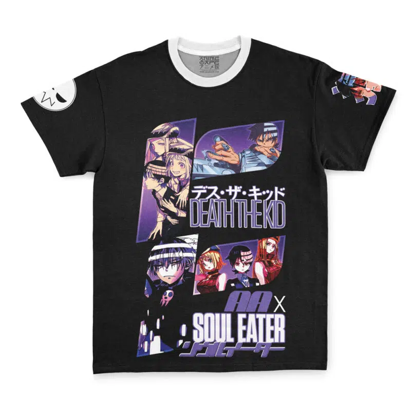 Black streetwear T-shirt featuring Usagi Tsukino from Sailor Moon, with stylized graphics and Japanese lettering on the front and sleeves.