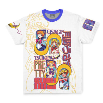 A white T-shirt featuring colorful anime-style illustrations of Gon Freecss from Hunter x Hunter, bold text reading Gon Freecss V2 Streetwear, additional Japanese characters, with graphics on the front and one sleeve.