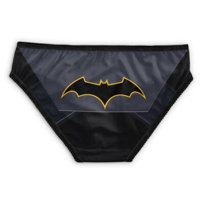 Black underwear with a white Punisher Marvel logo on the front, featuring a dark gray background and black trim along the waistband and leg openings.
