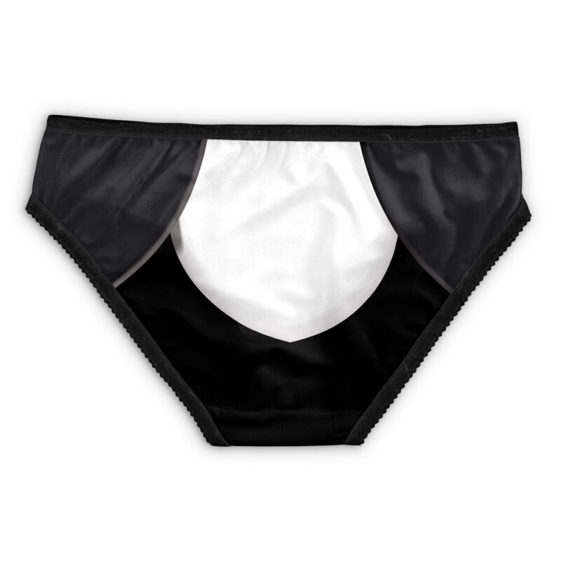 Black underwear featuring a white, moon-inspired design on the front center, with smooth fabric and subtle scalloped trim. Product: Yellow Ranger Ninjetti Power Rangers Panties (Copy).