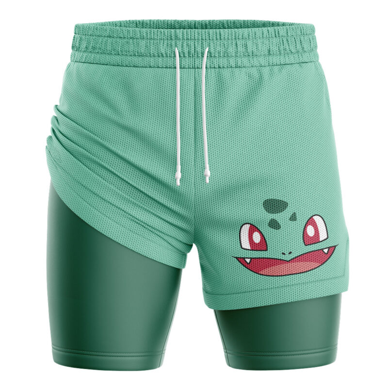 Bulbasaur Face Pokemon 2-in-1 Performance Shorts - Image 2