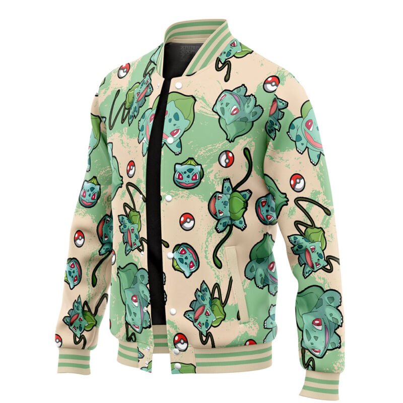 Bulbasaur Pattern Pokemon Varsity Jacket - Image 2