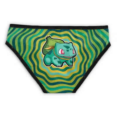 Charizard Trippy Pokemon Panties featuring a vibrant Charizard design at the center, accented with black trim on the waistband and leg openings.