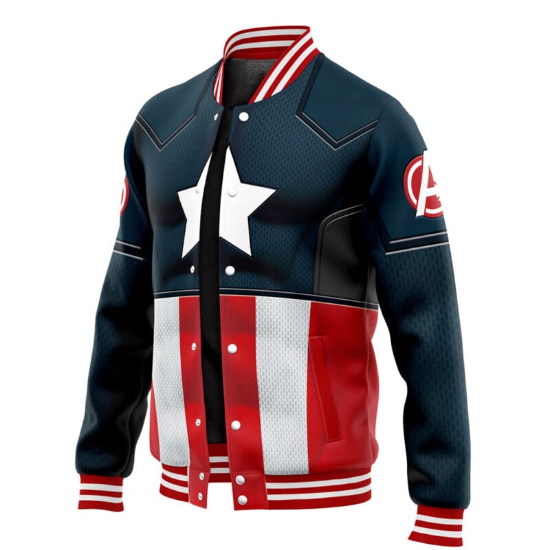 Captain America Cosplay Marvel Varsity Jacket - Image 3