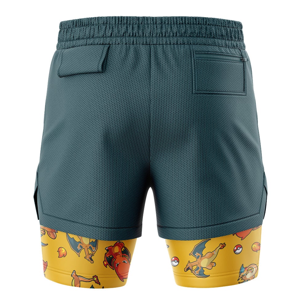 Charizard Pattern Pokemon 2-in-1 Performance Shorts - Image 4