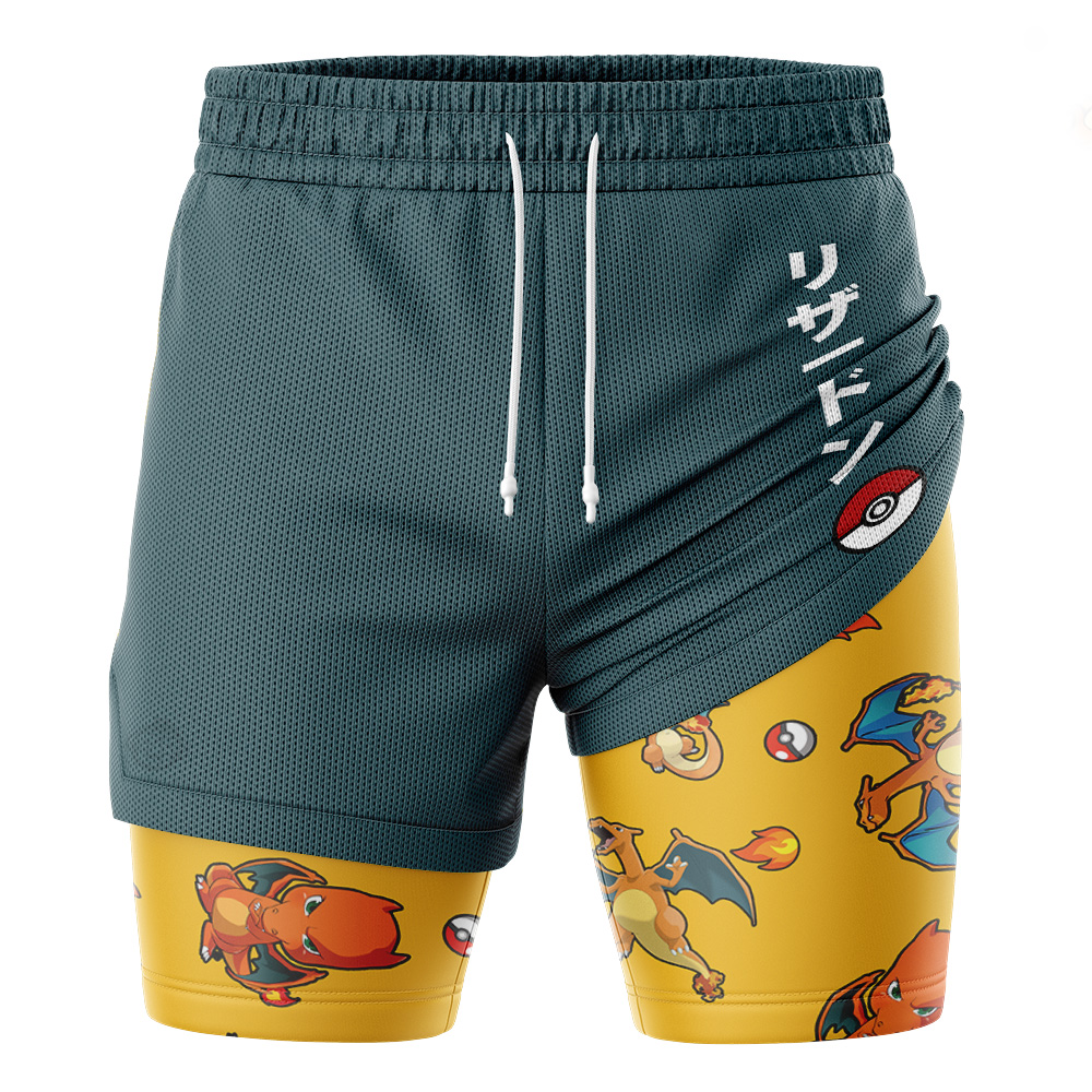 Charizard Pattern Pokemon 2-in-1 Performance Shorts - Image 3