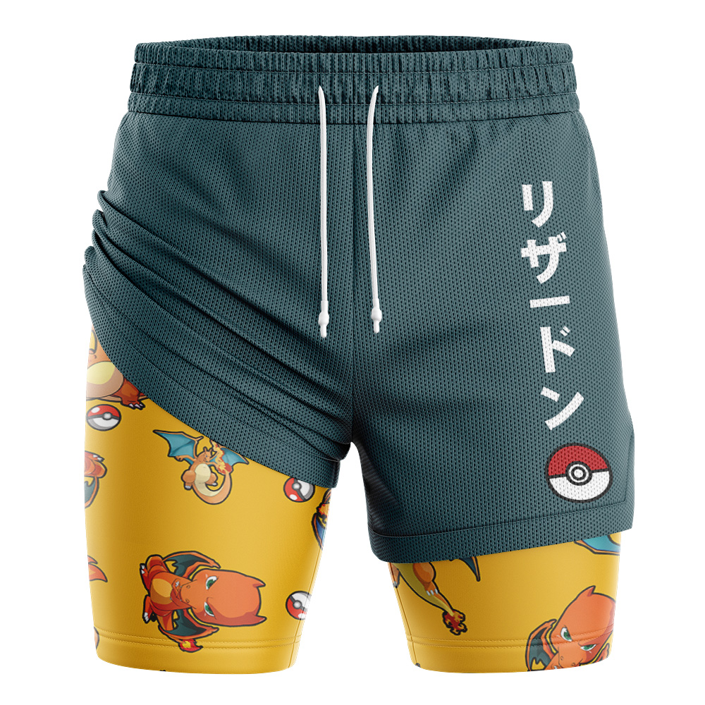 Charizard Pattern Pokemon 2-in-1 Performance Shorts - Image 2