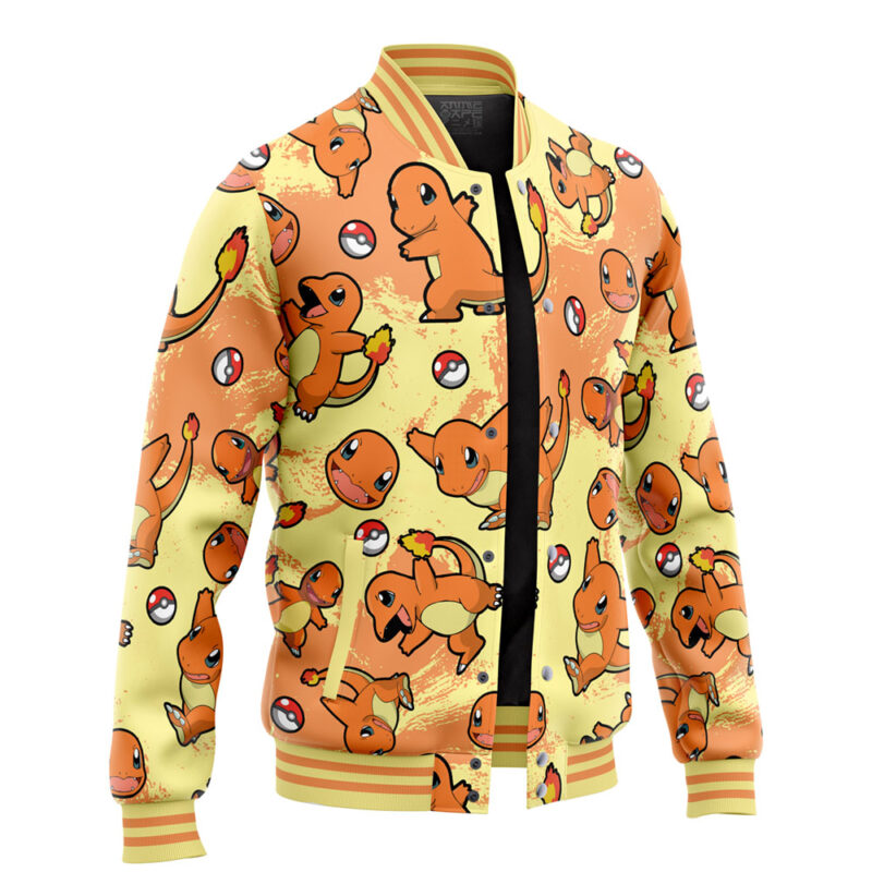 Charmander Pattern Pokemon Varsity Jacket - Image 2