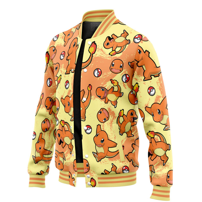 Charmander Pattern Pokemon Varsity Jacket - Image 3