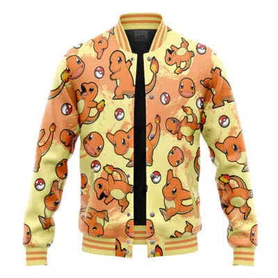 Charmander Pattern Pokemon Varsity Jacket