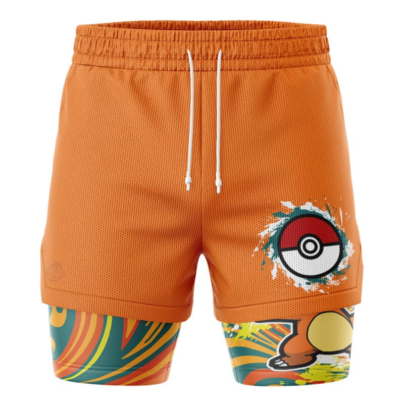 Charmander Trippy Pokemon 2-in-1 Performance Shorts - Image 2