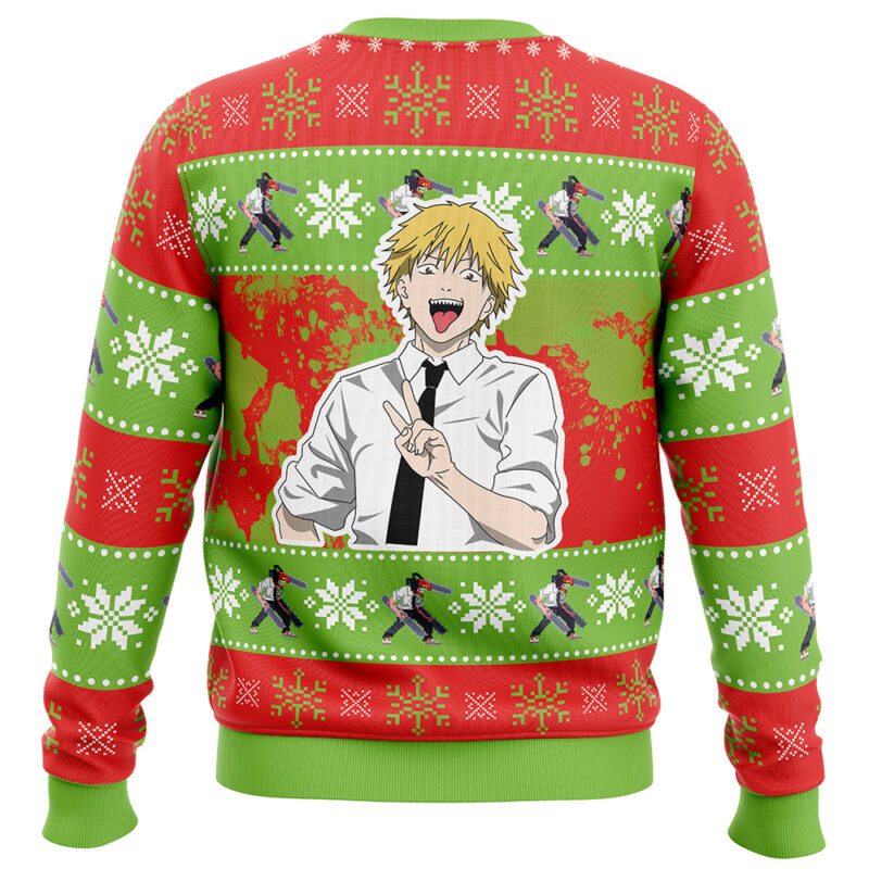 Christmas Denji Chainsaw Man Ugly Christmas Sweater - Image 2