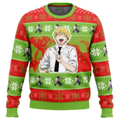 Christmas Denji Chainsaw Man Ugly Christmas Sweater