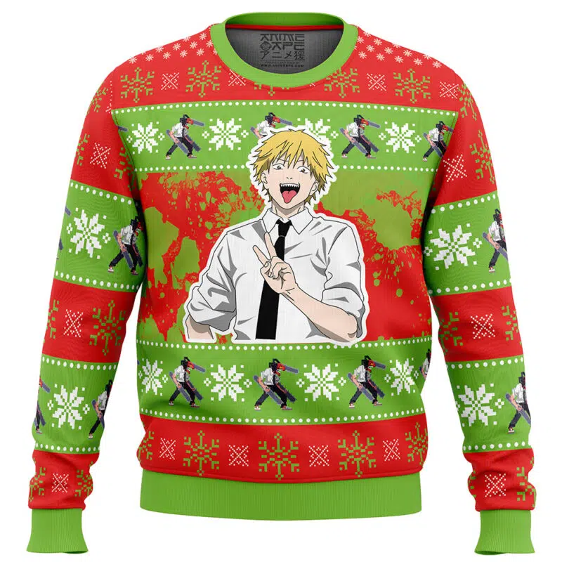 Christmas Denji Chainsaw Man Ugly Christmas Sweater