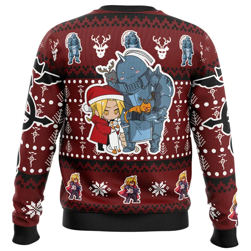 Christmas Edward and Alphonse Fullmetal Alchemist Ugly Christmas Sweater - Image 2