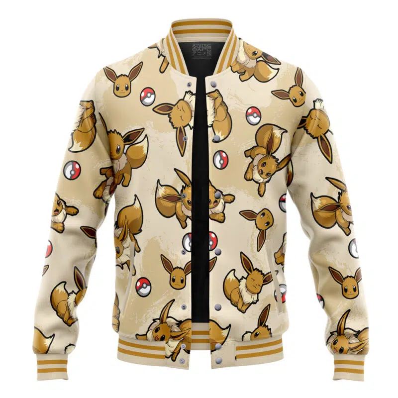 Eevee Pattern Pokemon Varsity Jacket
