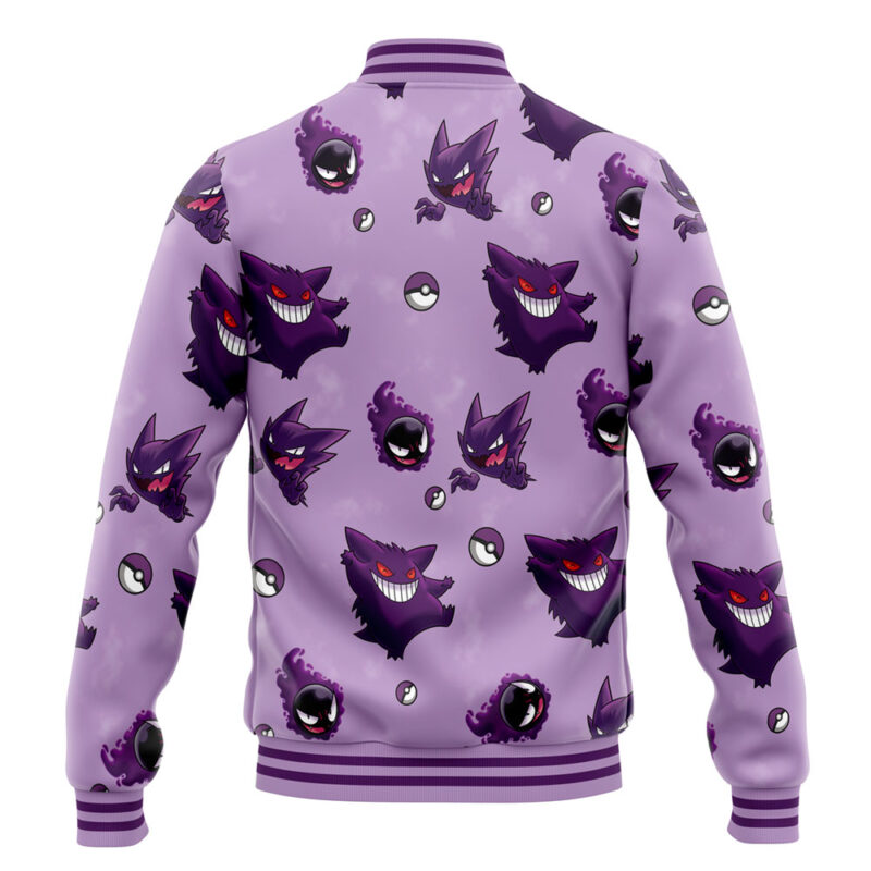 Gengar Pattern Pokemon Varsity Jacket - Image 4