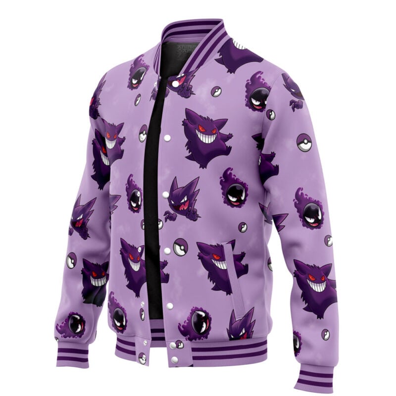 Gengar Pattern Pokemon Varsity Jacket - Image 3