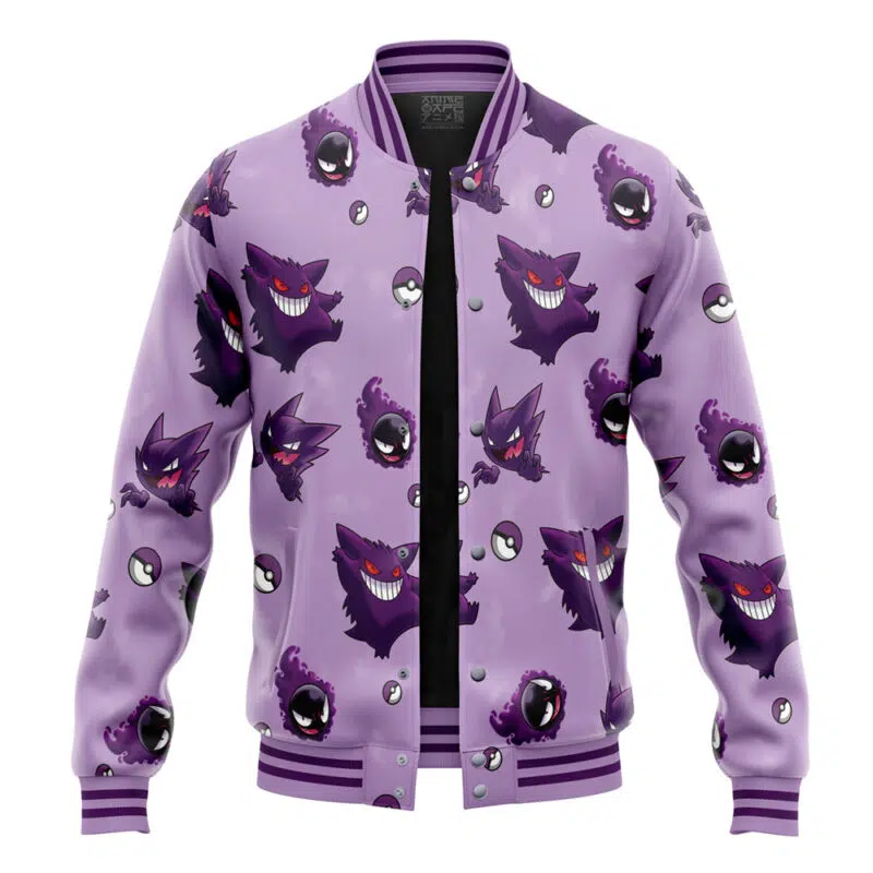 Gengar Pattern Pokemon Varsity Jacket