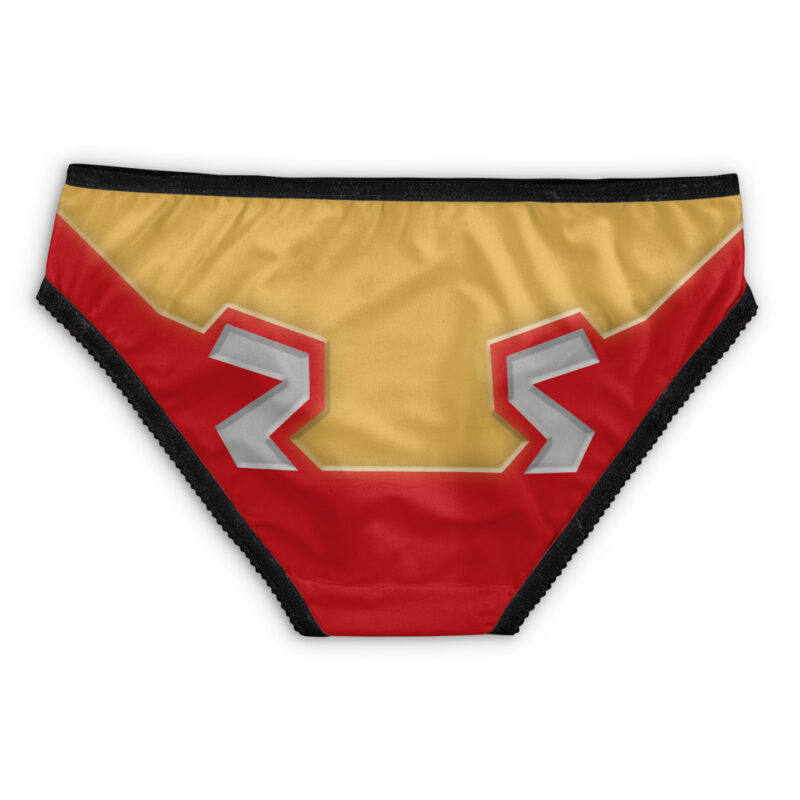 A pair of women's underwear called Loki Classic Marvel Panties, featuring a design inspired by Loki with a black waistband and trim.