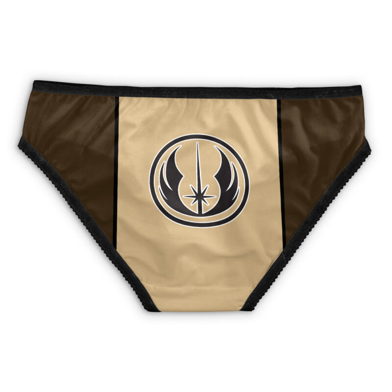 Tan and brown Sith Empire Star Wars Panties with black trim, showcasing a large black and white Jedi Order emblem on the front.