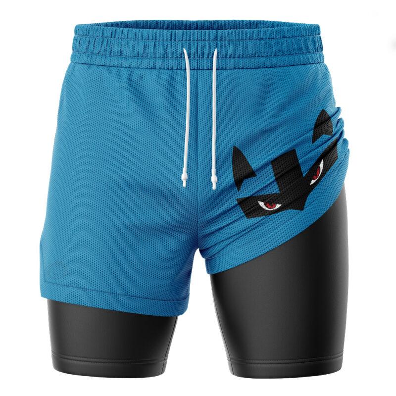 Lucario Face Pokemon 2-in-1 Performance Shorts - Image 3