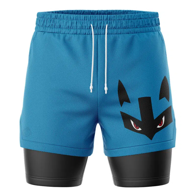 Lucario Face Pokemon 2-in-1 Performance Shorts