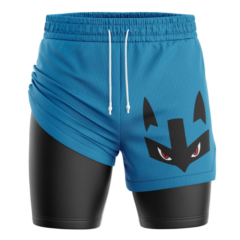 Lucario Face Pokemon 2-in-1 Performance Shorts - Image 2