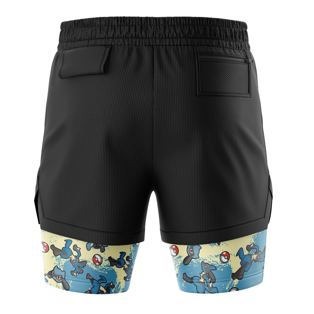Lucario Pattern Pokemon 2-in-1 Performance Shorts - Image 4