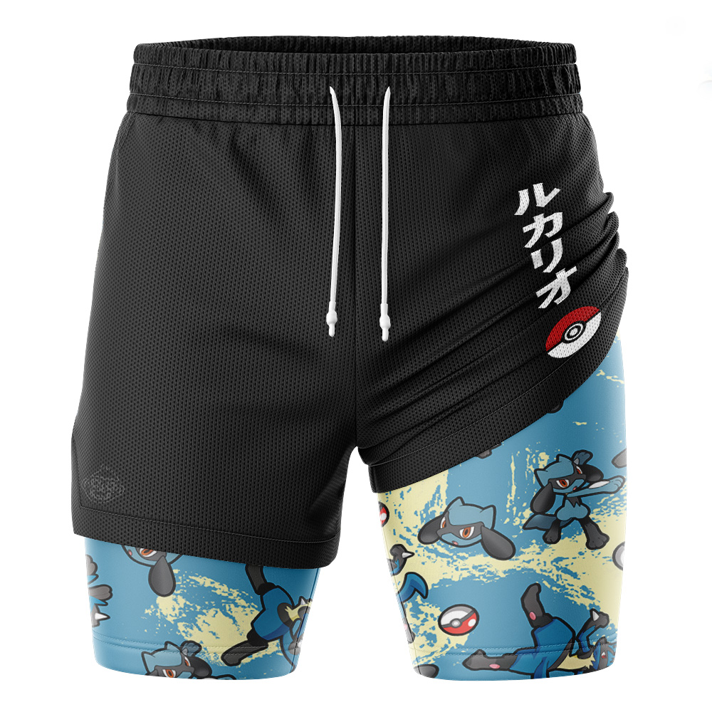 Lucario Pattern Pokemon 2-in-1 Performance Shorts - Image 3