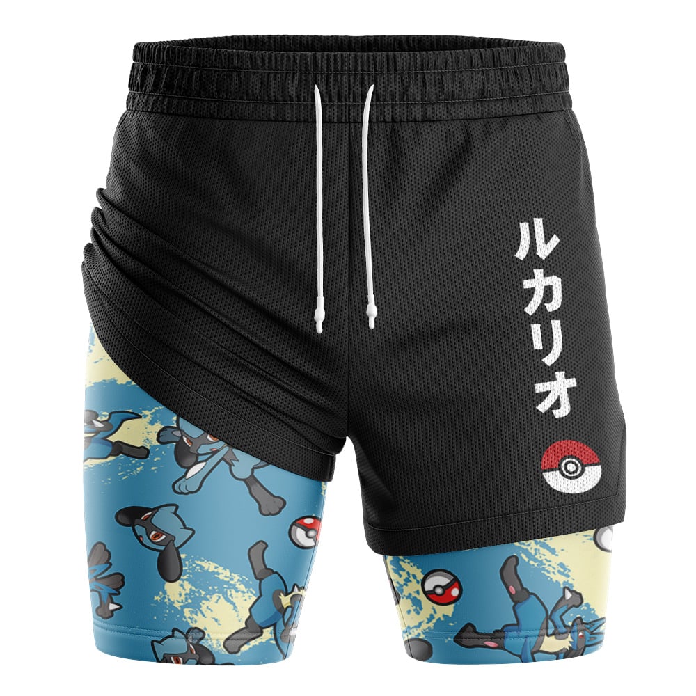Lucario Pattern Pokemon 2-in-1 Performance Shorts - Image 2