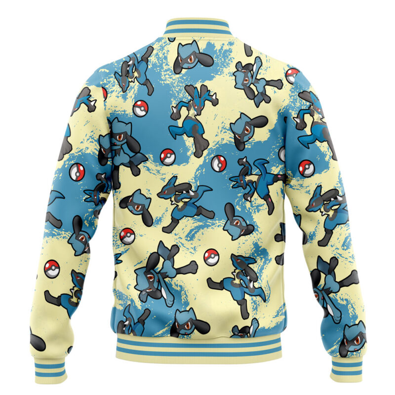 Lucario Pattern Pokemon Varsity Jacket - Image 4