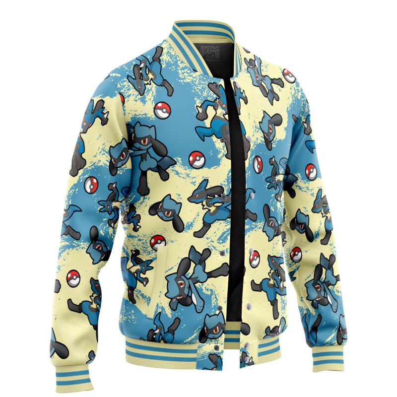 Lucario Pattern Pokemon Varsity Jacket - Image 2