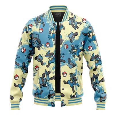 Lucario Pattern Pokemon Varsity Jacket
