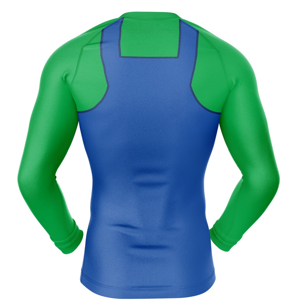 Luigi Super Mario Bros Short Sleeve Rash Guard Compression Shirt