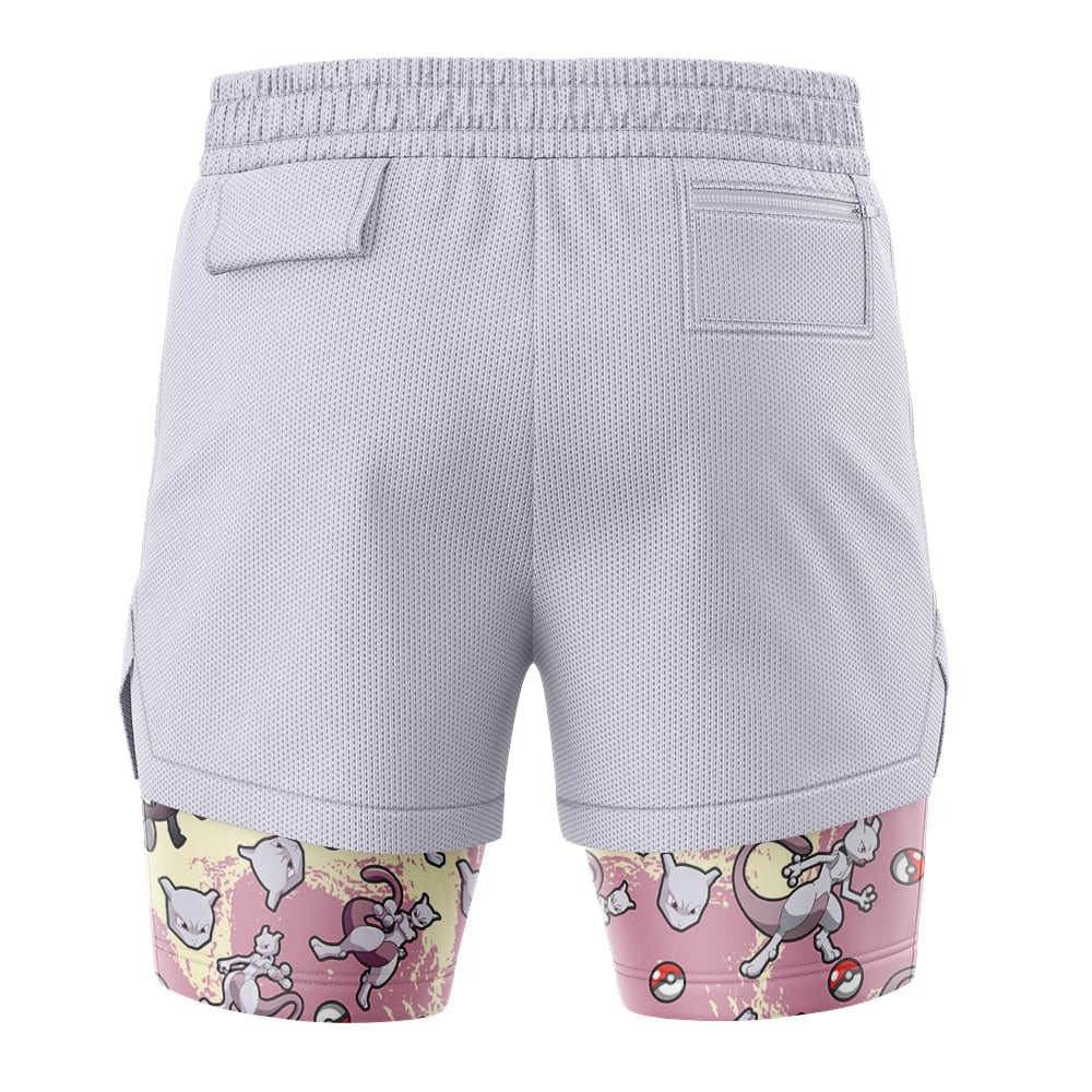 Mewtwo Pattern Pokemon 2-in-1 Performance Shorts - Image 4