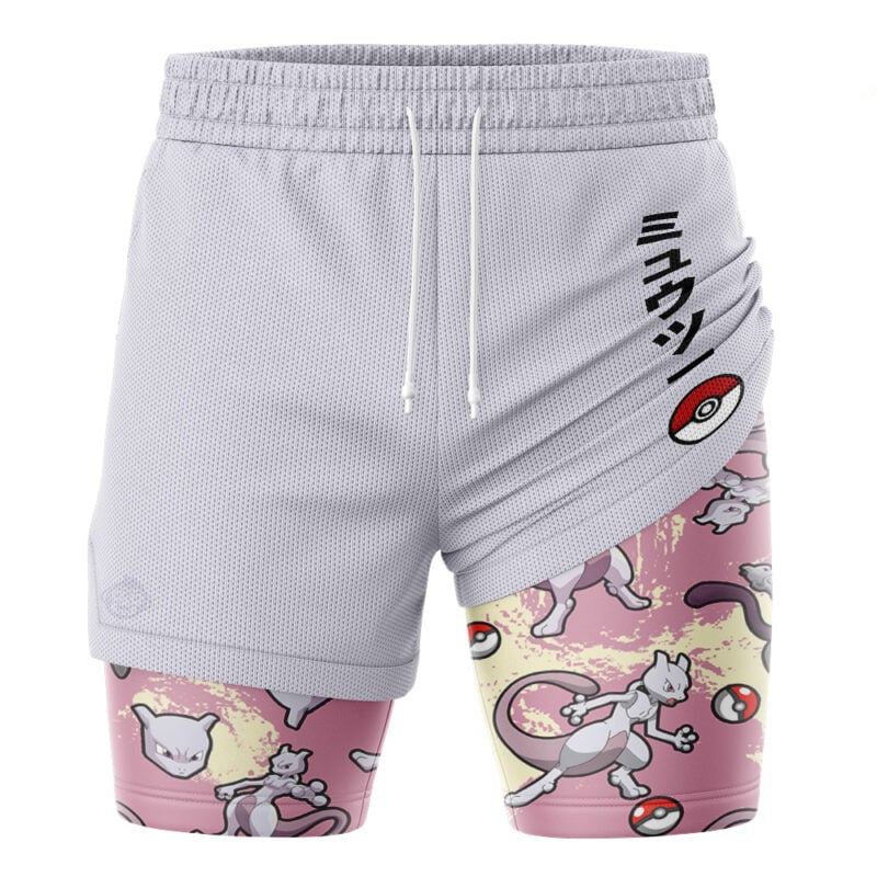 Mewtwo Pattern Pokemon 2-in-1 Performance Shorts - Image 3