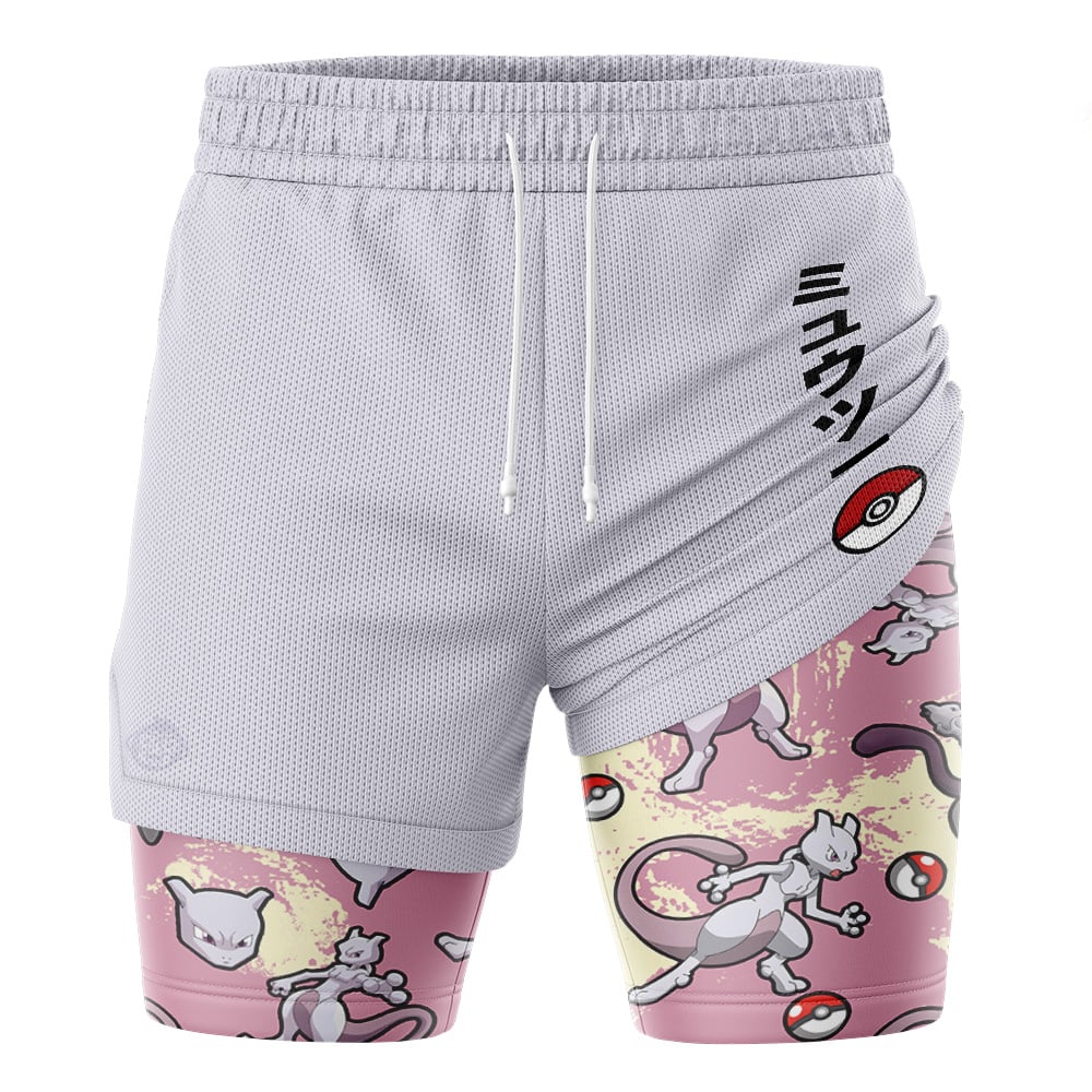 Mewtwo Pattern Pokemon 2-in-1 Performance Shorts - Image 3