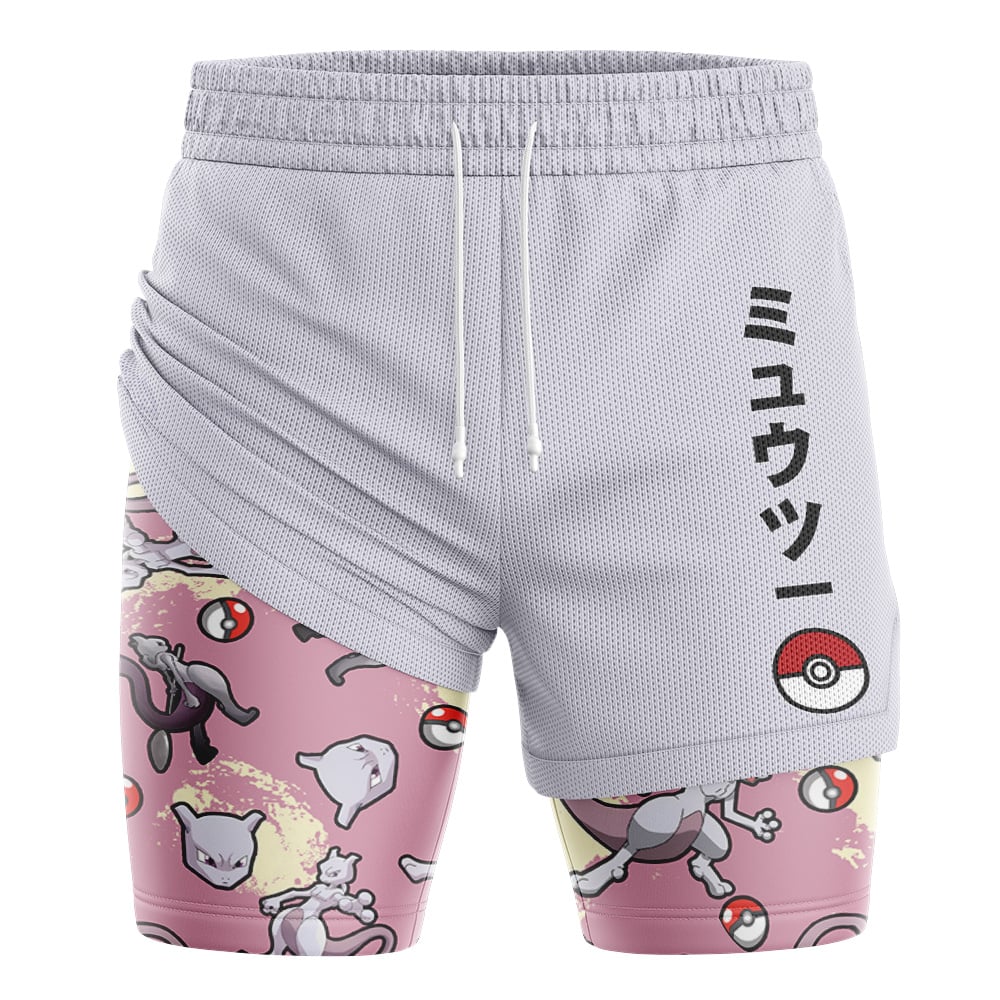 Mewtwo Pattern Pokemon 2-in-1 Performance Shorts - Image 2