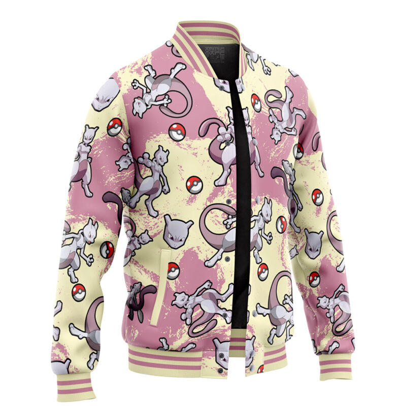Mewtwo Pattern Pokemon Varsity Jacket - Image 2