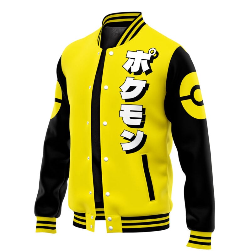 Pikachu Face Pokemon Varsity Jacket - Image 3