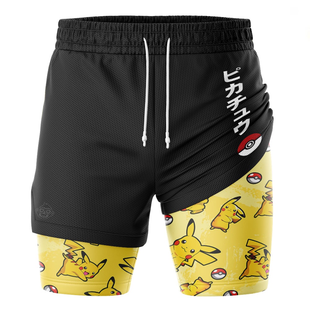 Pikachu Pattern Pokemon 2-in-1 Performance Shorts - Image 3