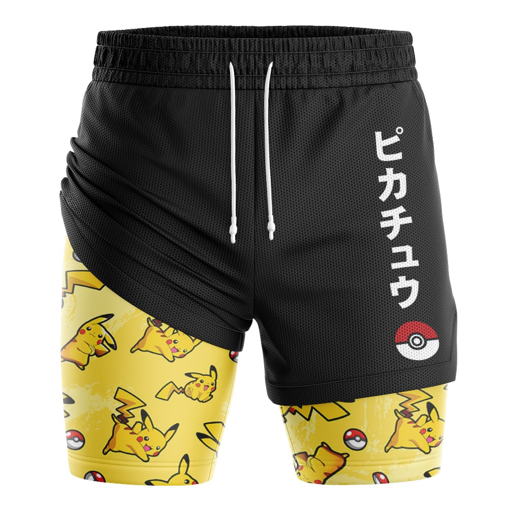 Pikachu Pattern Pokemon 2-in-1 Performance Shorts - Image 2