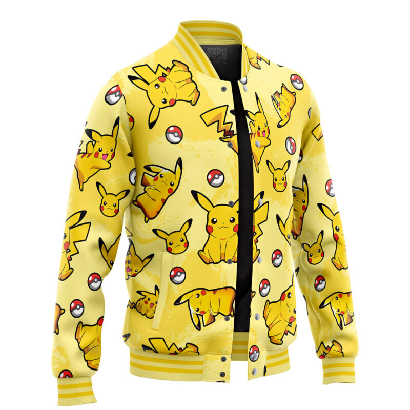 Pikachu Pattern Pokemon Varsity Jacket - Image 2