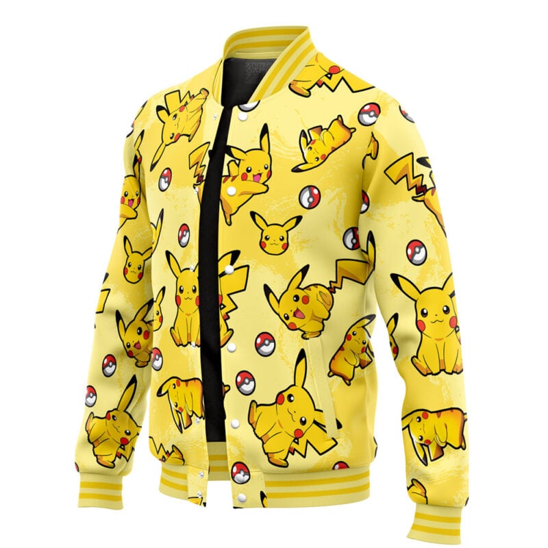 Pikachu Pattern Pokemon Varsity Jacket - Image 3