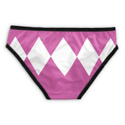 Blue Ranger Mighty Morphin Power Rangers Panties featuring a pattern of large white diamonds on the front and black trim on the waistband and leg openings.