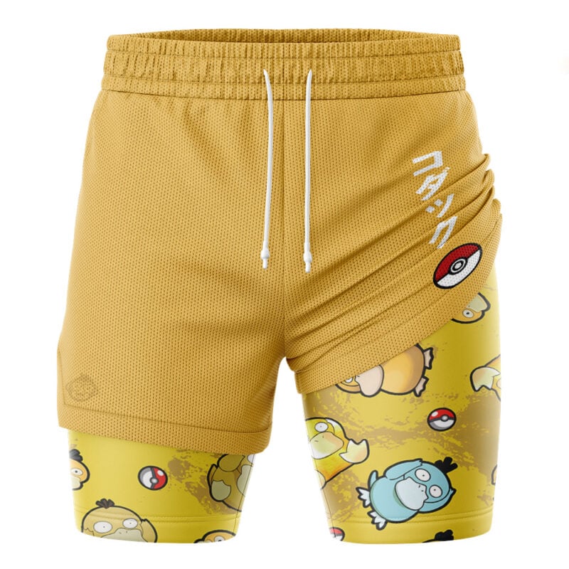 Psyduck Pattern Pokemon 2-in-1 Performance Shorts - Image 3