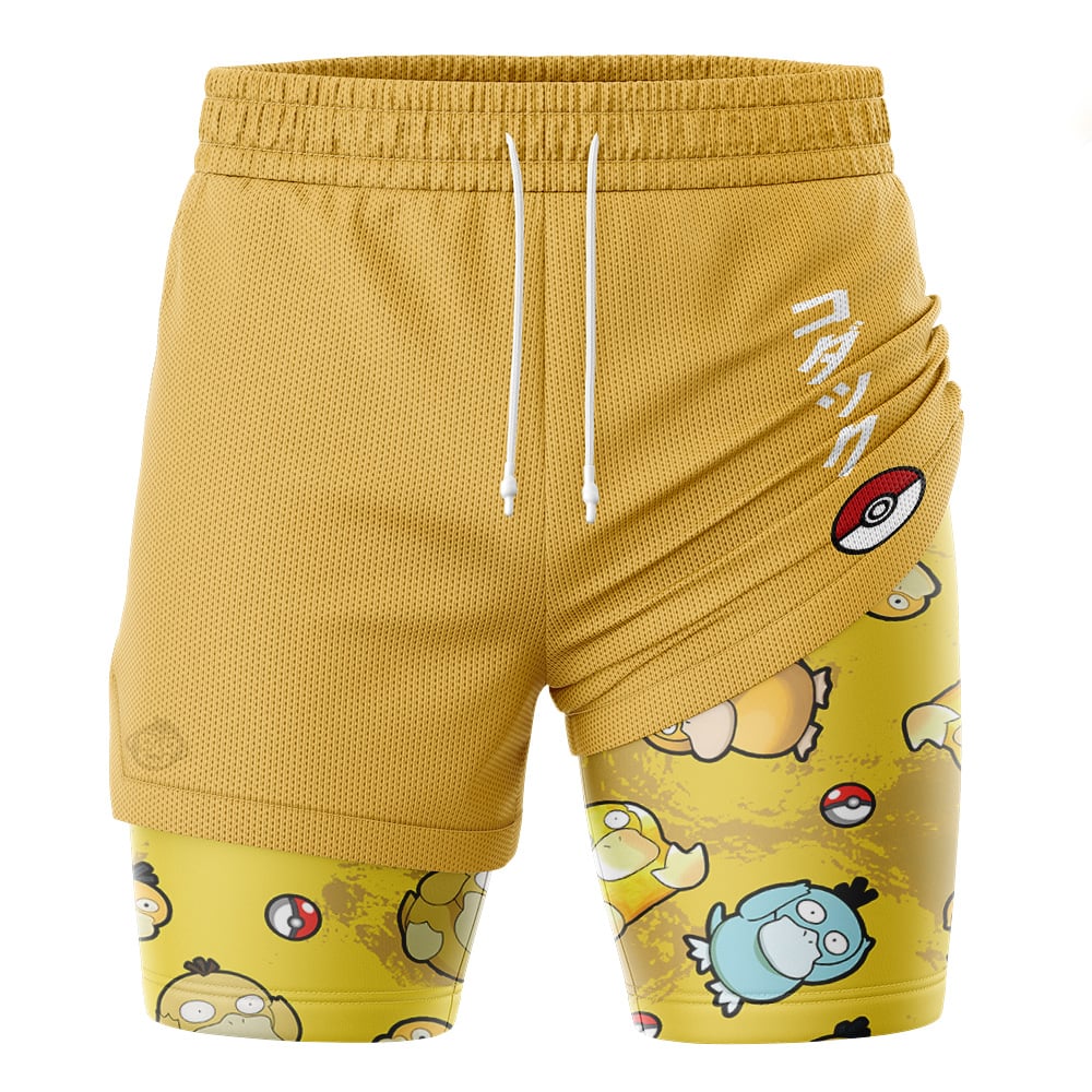 Psyduck Pattern Pokemon 2-in-1 Performance Shorts - Image 3