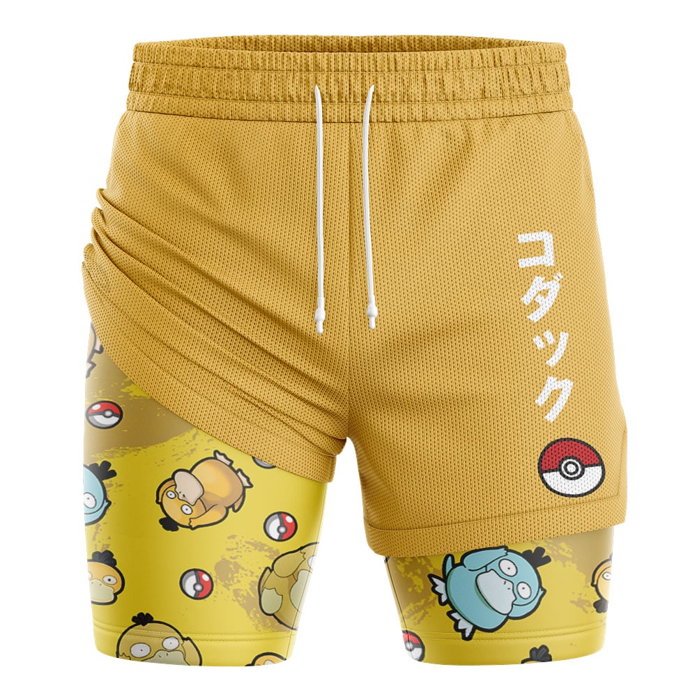 Psyduck Pattern Pokemon 2-in-1 Performance Shorts - Image 2