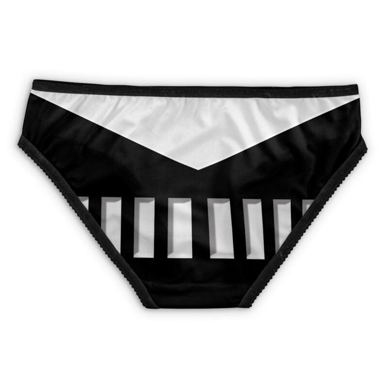 The Gambit Marvel Panties feature a bold black and white geometric design with a white chevron at the top and vertical white rectangles on the lower half.